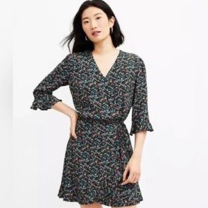 LOFT Floral Ruffle Trim Skort Dress, Large, NWT